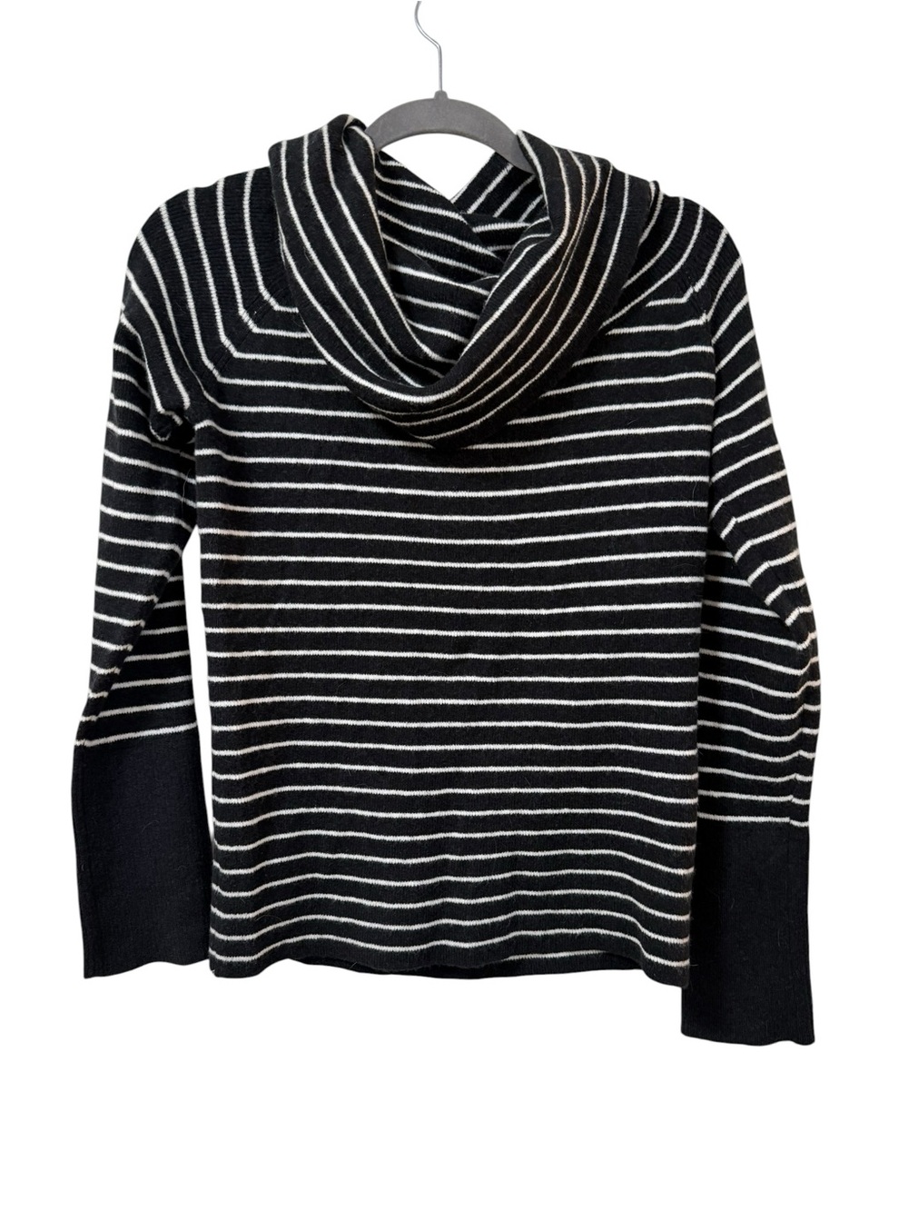 Free People Evergreen sweater L black white stripe off shoulder NWT wool blend